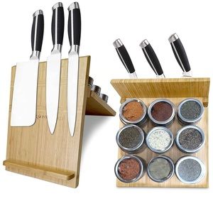 Magnetic Knife Block with Magnetic Spice Rack